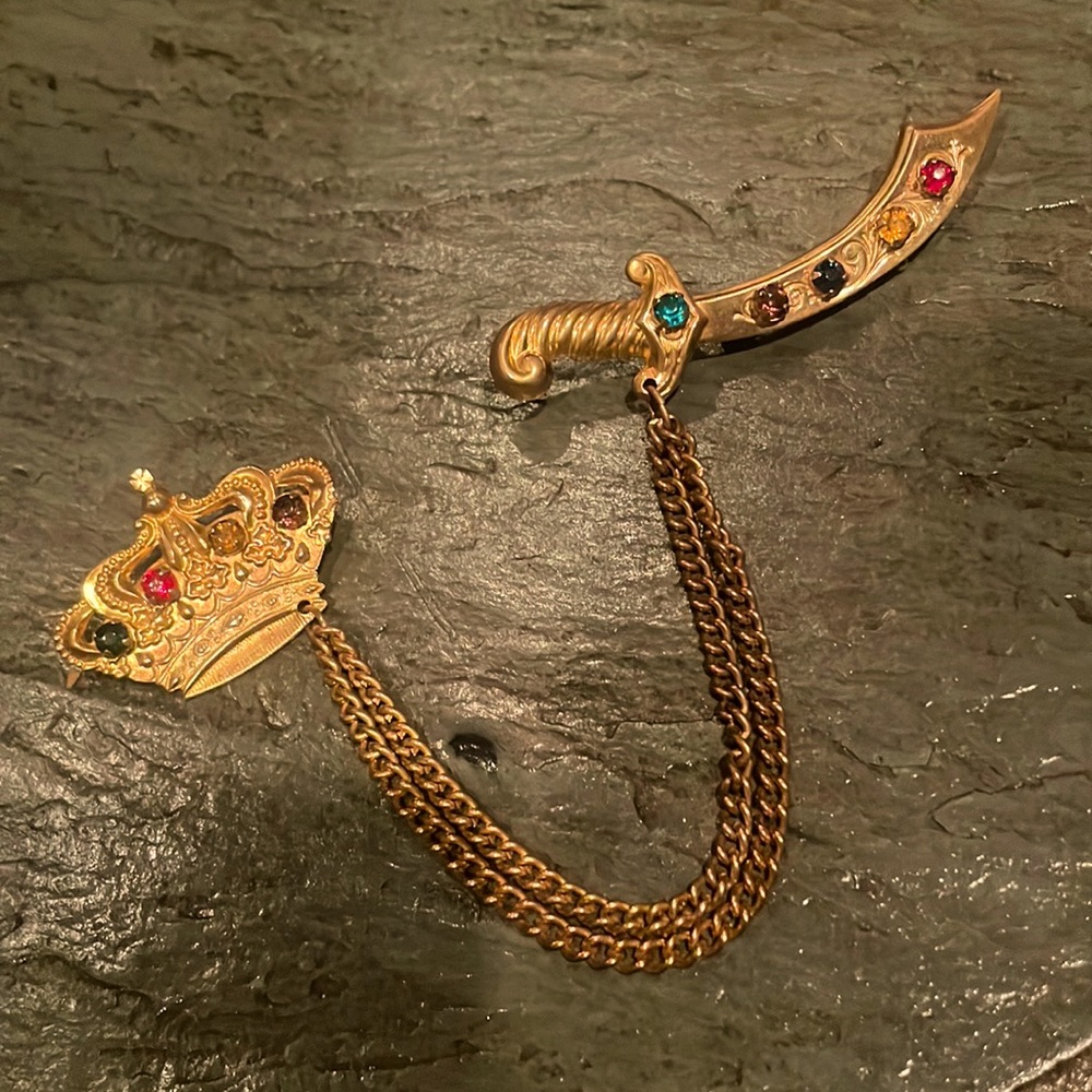 1930’s Jeweled Crown & Sword Chatelaine